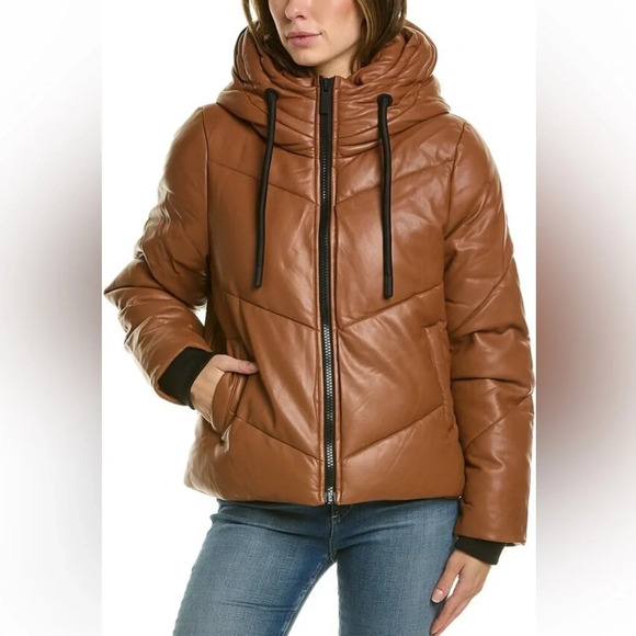 LAST CHANCE Faux Leather Puffer jacket - Picture 3 of 8